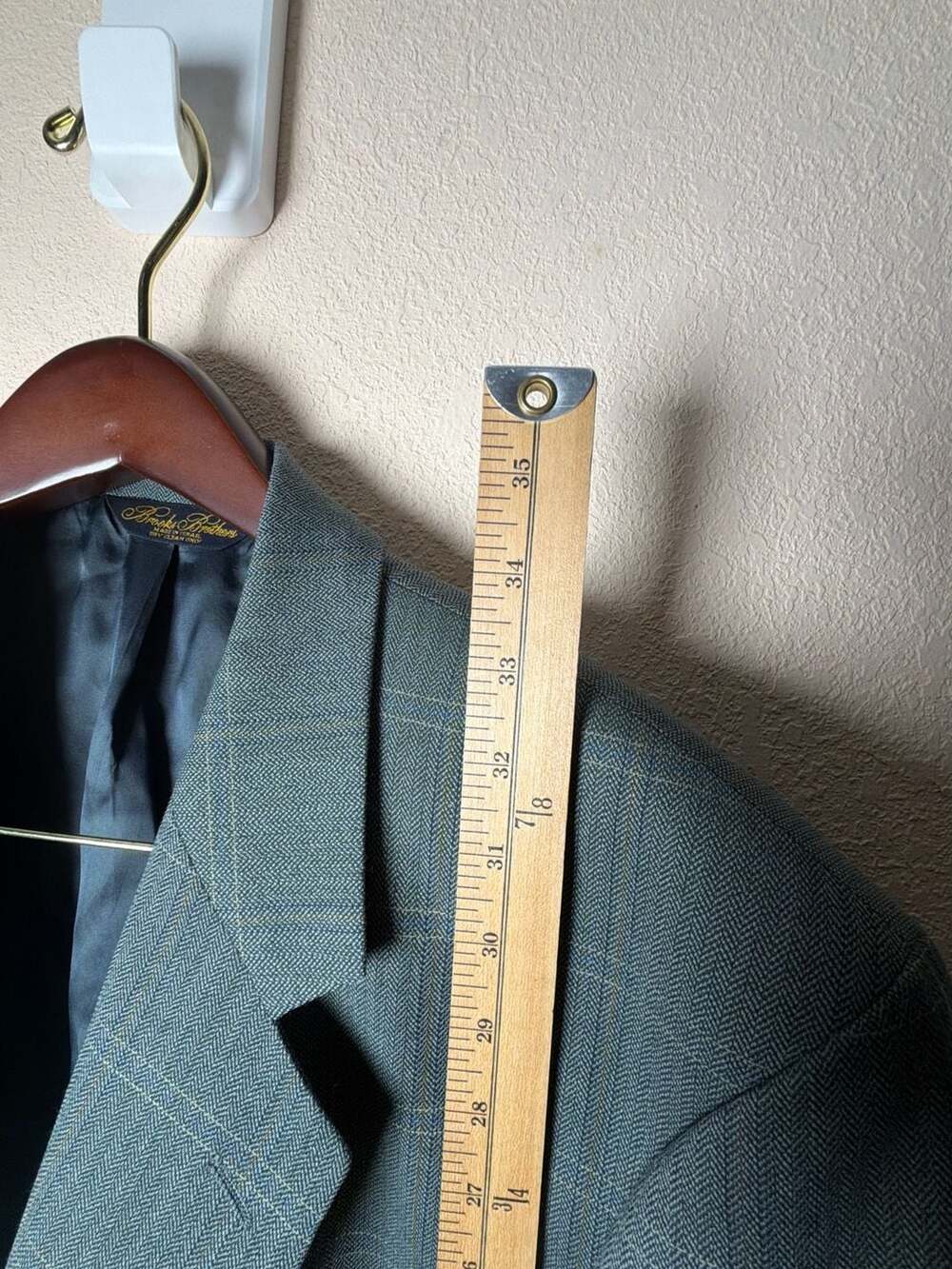 Brooks Brothers Herringbone Windowpane Suit Jacket Blazer 48L 100% Wool - Picture 7 of 15